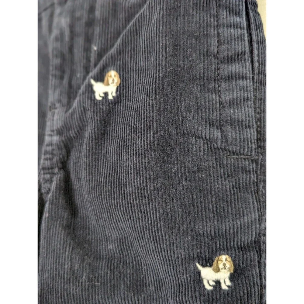 Gymboree Corduroy Pants Jeans 2T Black Embroidered Beige Puppy Dog